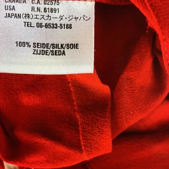 Escada Gorgeous Red 💯 Silk Logo Button Blouse - Picture 6 of 16